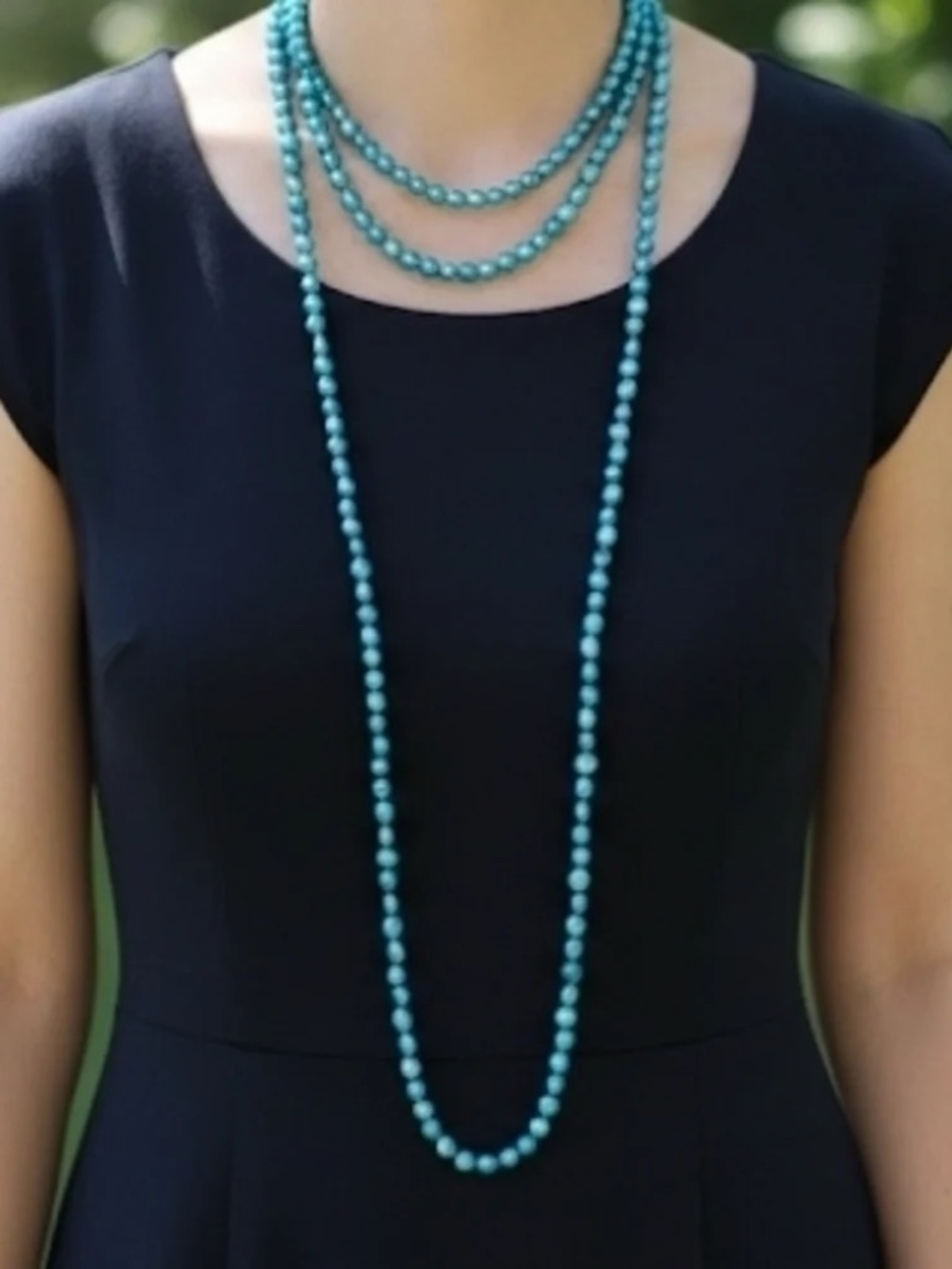 Honora Teal Blue Green Cultured Freshwater Pearl Long Rope Necklace ​ ​50 inches